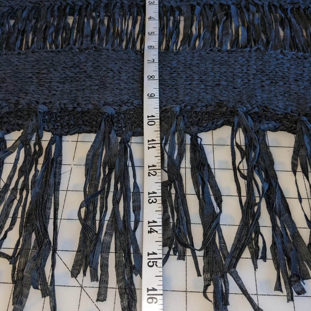 Black Fringe Infinity Scarf Loose Flowy Boho NWOT - Picture 6 of 8